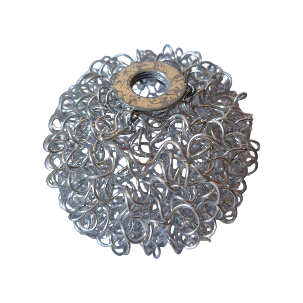 Lampenschirm Drahtkugel aus silberfarbenem Metalldraht, Ø 9 cm, mit kunstvoll verschlungenen Drahtschlaufen