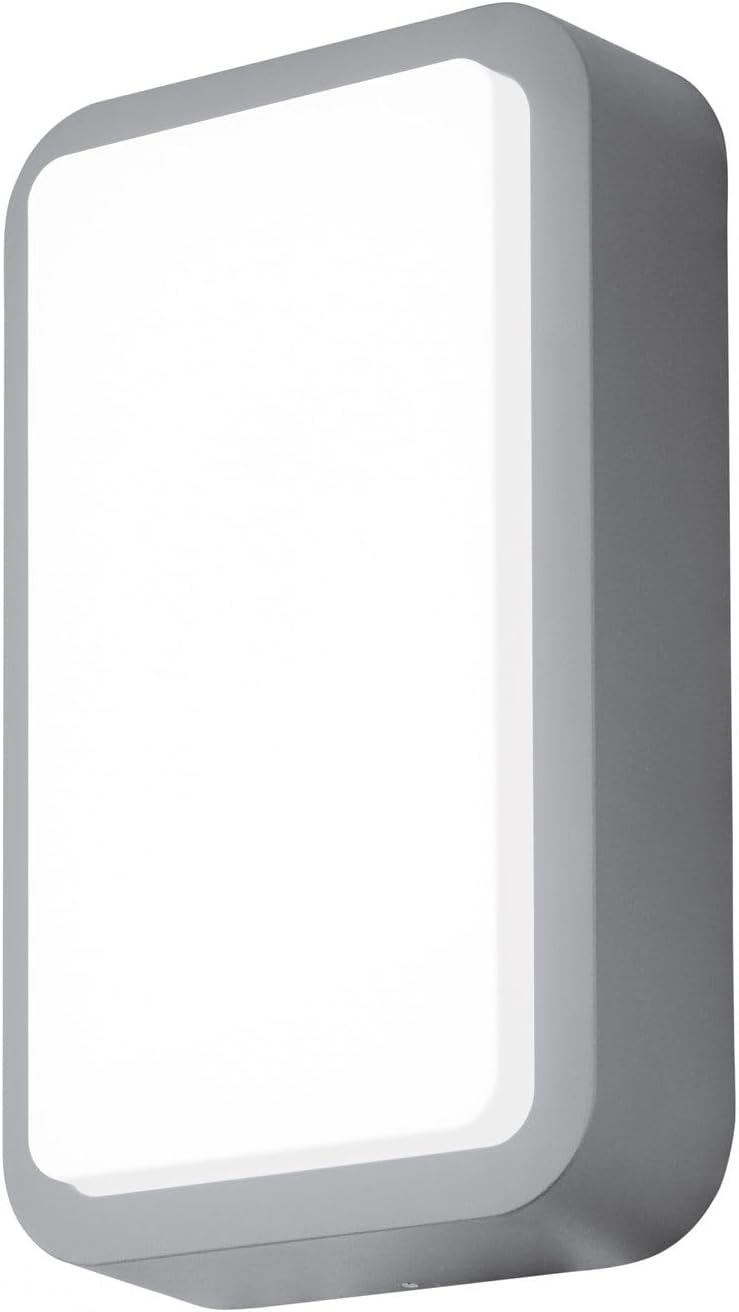 Flache LED Außenwandleuchte Trosona rechteckig flach grau 12W IP44