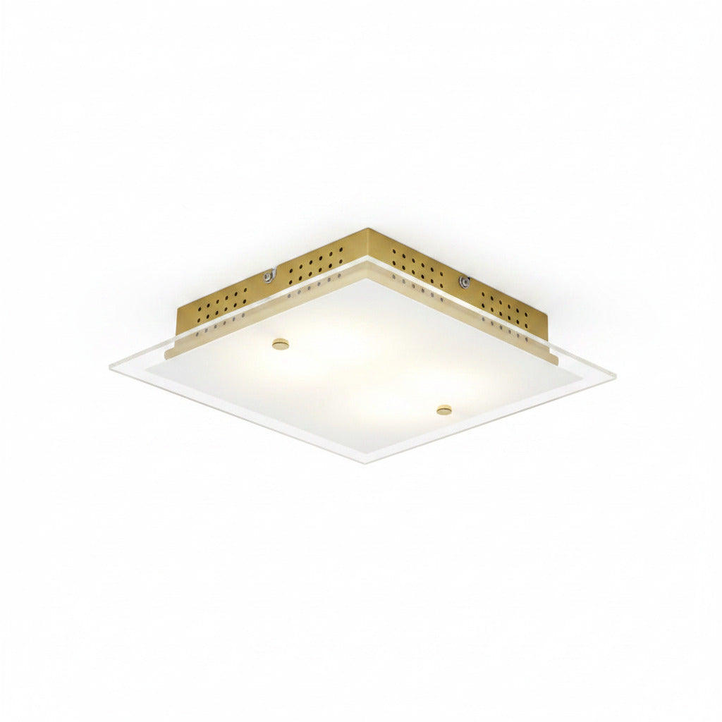 LED Glas Deckenleuchte messing eckig Lapo gold 8W – Deckenleuchte dimmbar