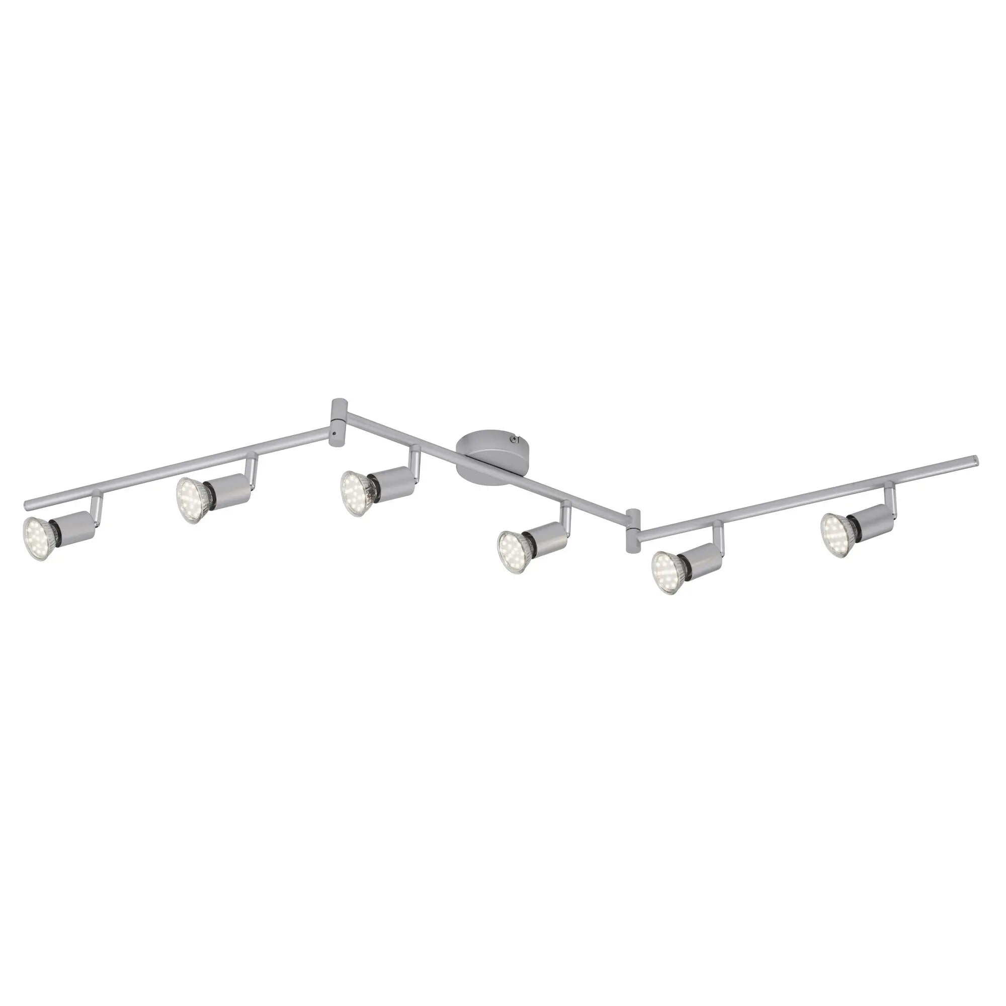 LED Deckenstrahler 6flg silber inkl. GU10 LED schwenkbar PICCO – Strahler / Spotbeleuchtung