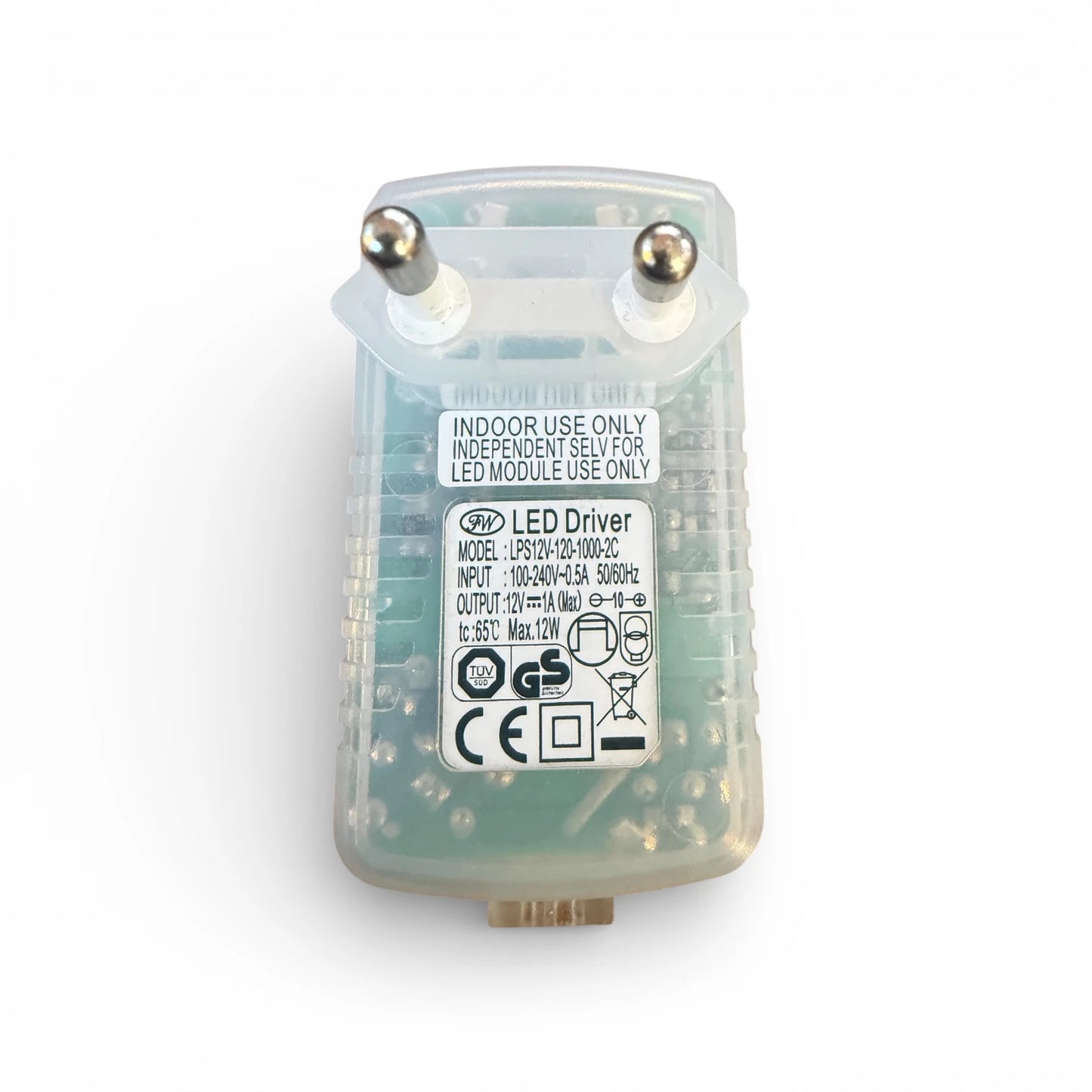 FW LPS11V-120-1000-2C LED Driver 12V 1A 12W transparent EU Stecker Strich Punkt Anschluss