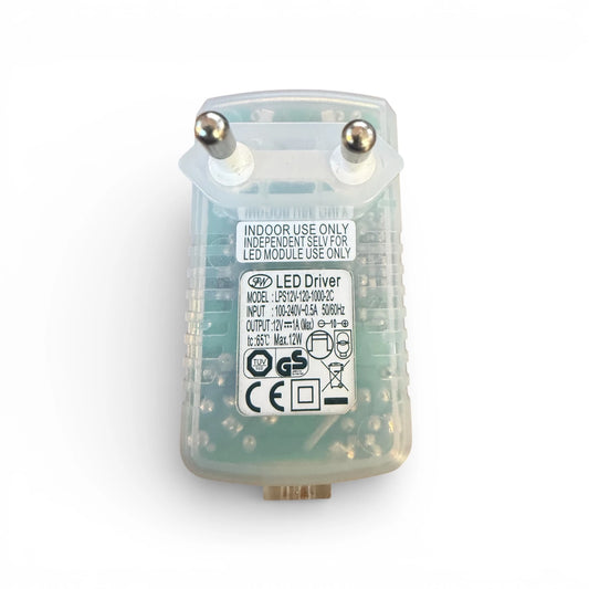 FW LPS11V-120-1000-2C LED Driver 12V 1A 12W transparent EU Stecker Strich Punkt Anschluss