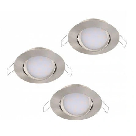 EGLO MUNIZ 32806 LED Einbaustrahler 3er Set in Nickel matt – schwenkbare Deckenspots mit 6W und 500 Lumen