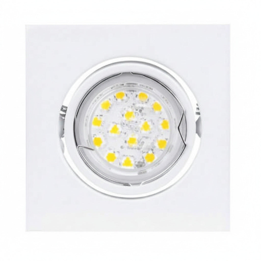 LED Einbauspot Eckig Weiß 3W 230V GU10 – Einbaustrahler IP20, schwenkbar, dimmbar, 49mm