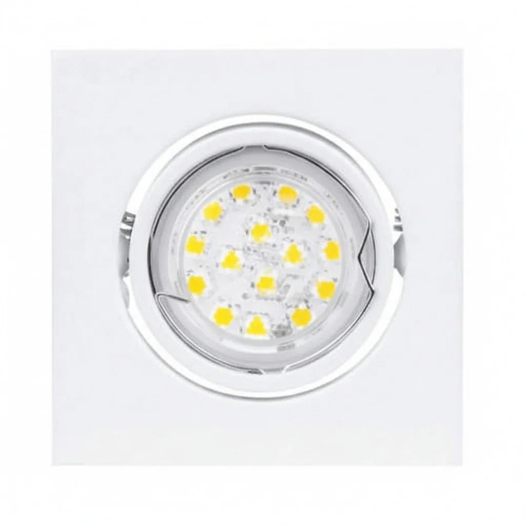 LED Einbauspot Eckig Weiß 3W 230V GU10 – Einbaustrahler IP20, schwenkbar, dimmbar, 49mm