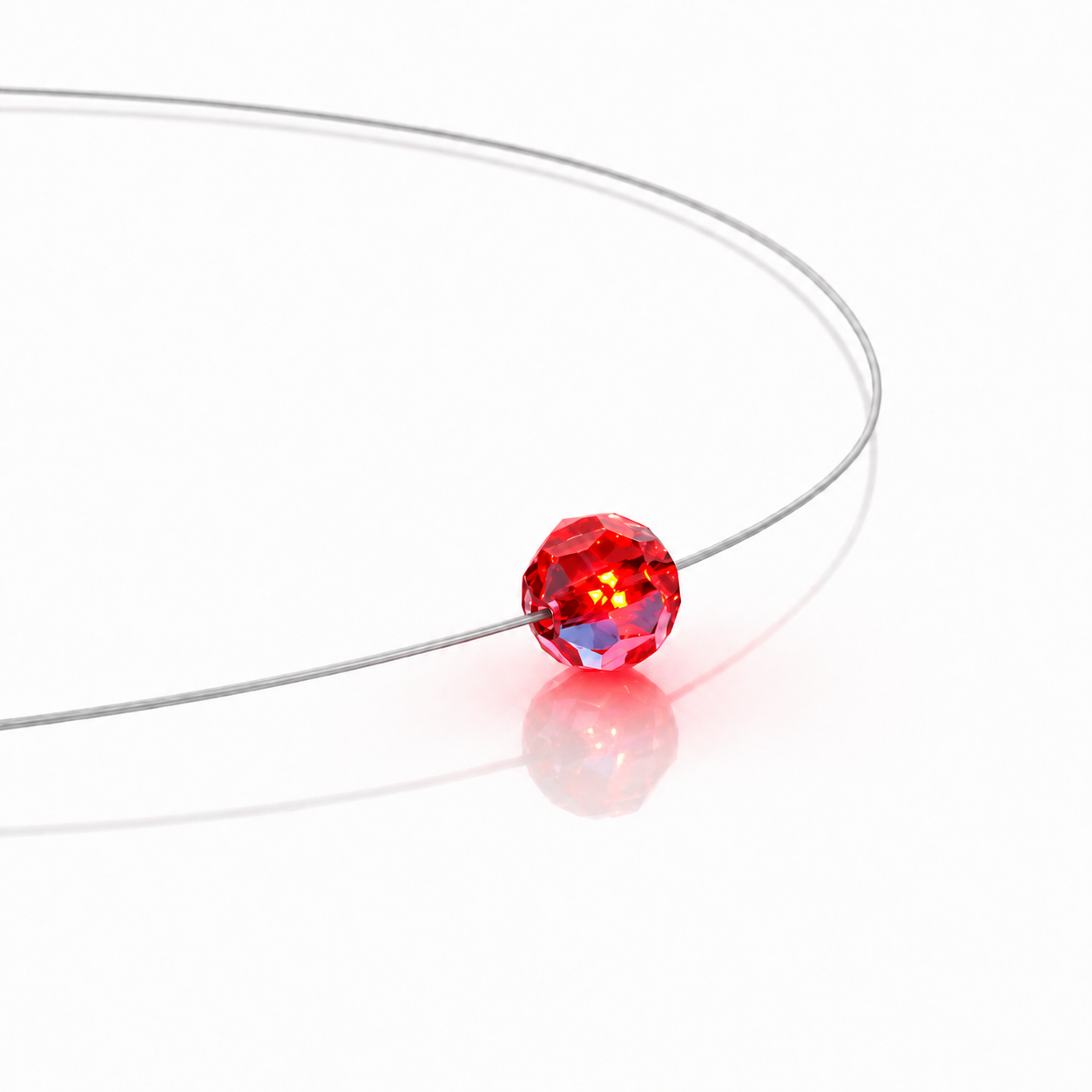 Rotes LED Kristall Armband Ball mit grauem Edelstahlband und leuchtendem Swarovski Kristall 