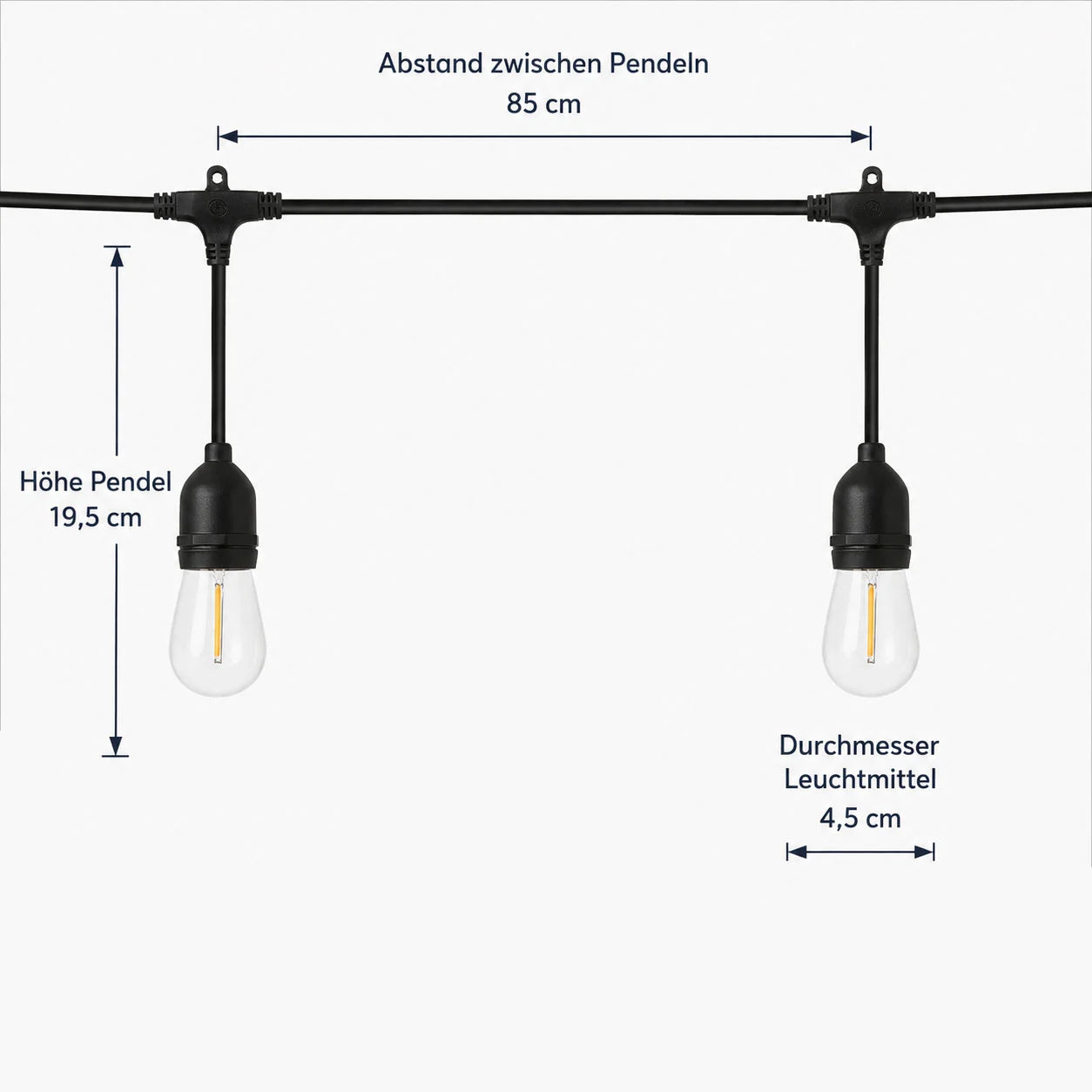led lichterkette 10m für ausen mit hängenden filament led leuchtmitteln warmweiß edison form
