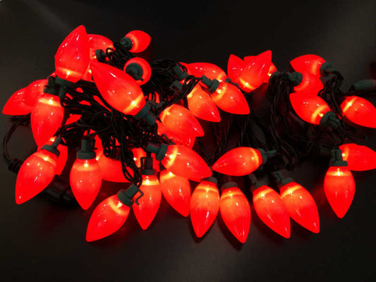 Deko Lichterkette 50er LED Zapfen Rot glatt innen 5m