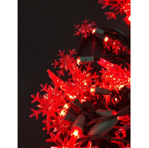 Motiv LED Lichterkette Schneeflocke, 50er, innen, rot