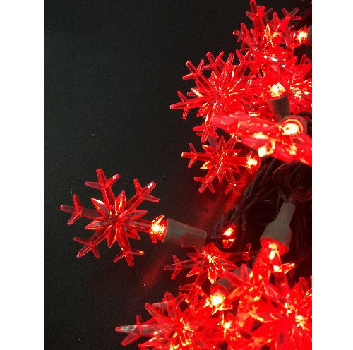 Motiv LED Lichterkette Schneeflocke, 50er, innen, rot