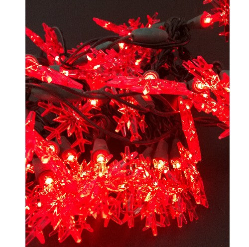 Motiv LED Lichterkette Schneeflocke, 50er, innen, rot