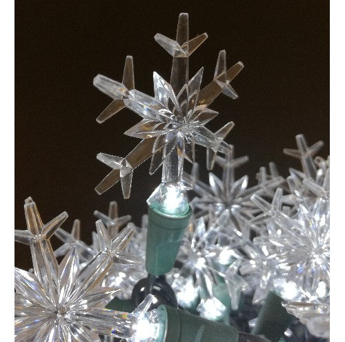 Motiv LED Lichterkette Schneeflocke 50er innen weiß