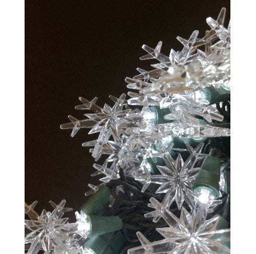 Motiv LED Lichterkette Schneeflocke 50er innen weiß