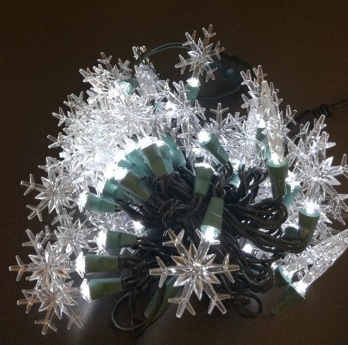 Motiv LED Lichterkette Schneeflocke 50er innen weiß
