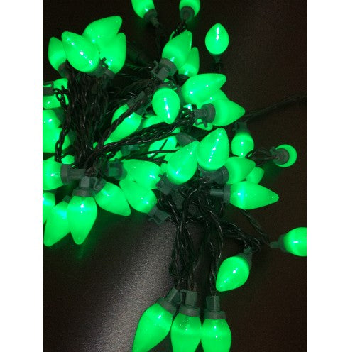 LED Lichterkette Zapfen Grün glatt innen 5m, 50er