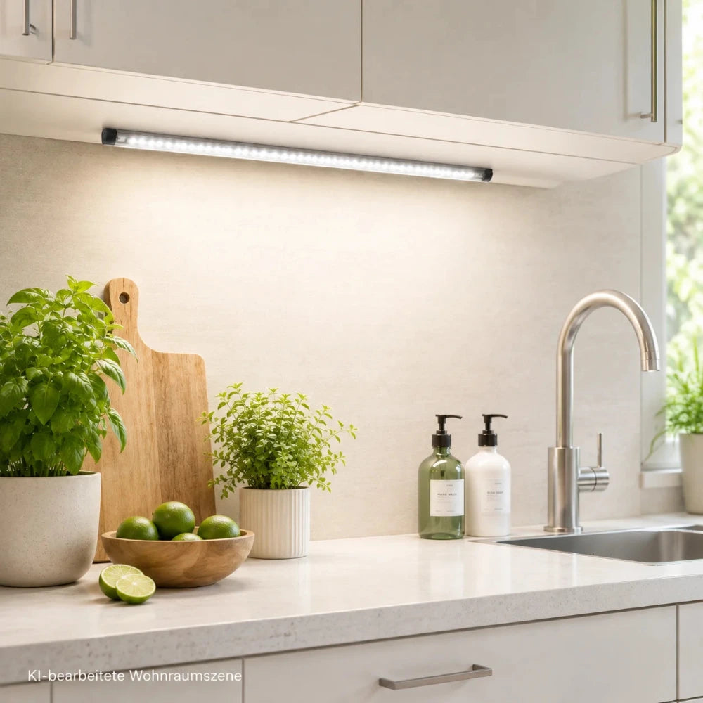 LED Lichtleiste 30 cm als Unterbauleuchte unter einem Küchenschrank zur Beleuchtung der Arbeitsfläche