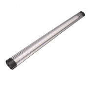 LED Lichtleiste 30 cm in ultraflacher Bauform mit Aluminiumprofil und schwarzen Endkappen auf weißem Hintergrund