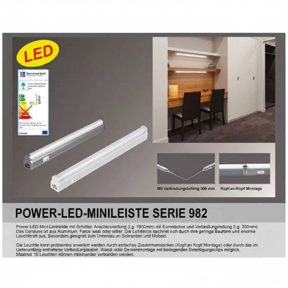 LED Mini Lichtleiste für Steckdose 31cm Kaltweiß