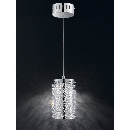 Glitzernde LED-Pendelleuchte Glossy in Chrom mit Acrylkristallen – Pendelleuchte