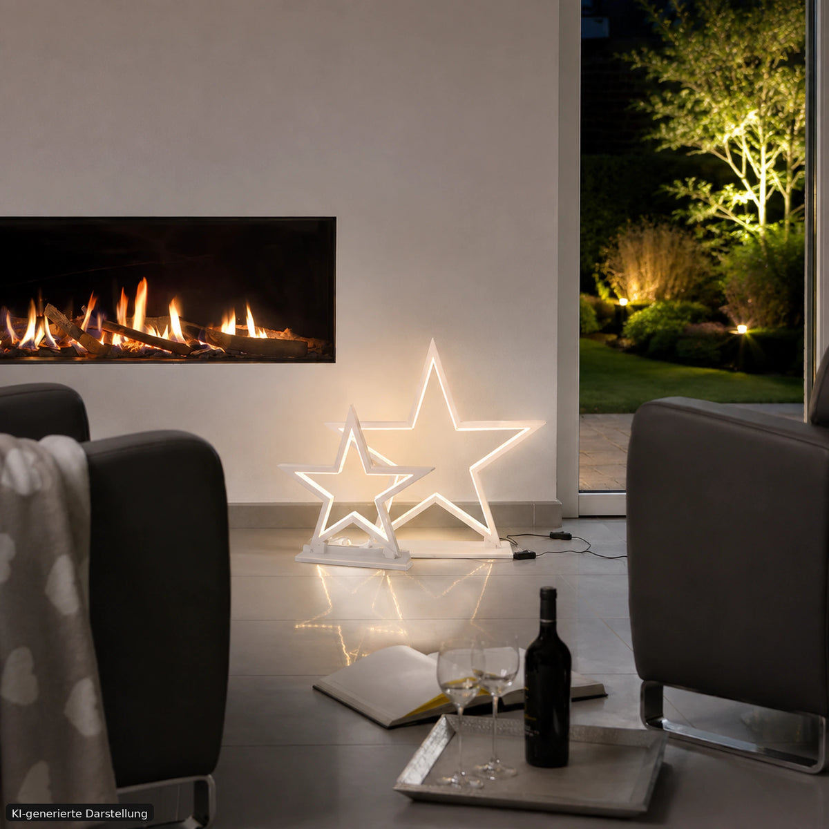 LED-ster tafellamp "Lucy" 53 cm – Hout Wit – Kerstster lamp van Sompex