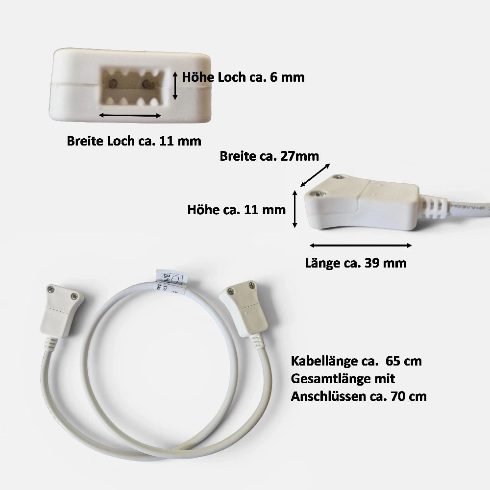 connector led streifen 230v 2-polig flexibler kabel verbinder 70cm weiss mit-plus minus pol luma brilliant leuchten 50842/75 4004353159398