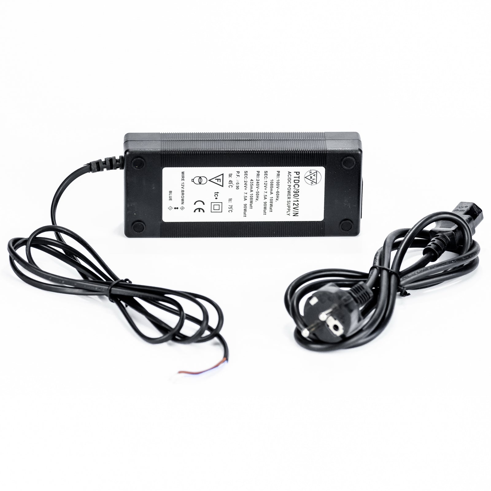 LED Trafo 1080mA 90W / 12V 7.5A 108W / 24V LED Transformator mit Schukostecker – LED-Treiber 24V 12V dimmbar