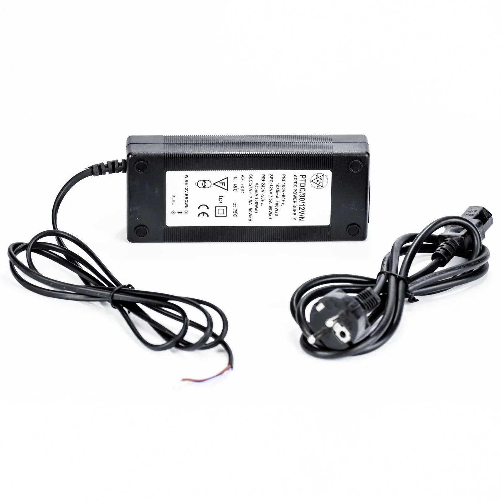 LED Trafo 1080mA 90W / 12V 7.5A 108W / 24V LED Transformator mit Schukostecker – LED-Treiber 24V 12V dimmbar