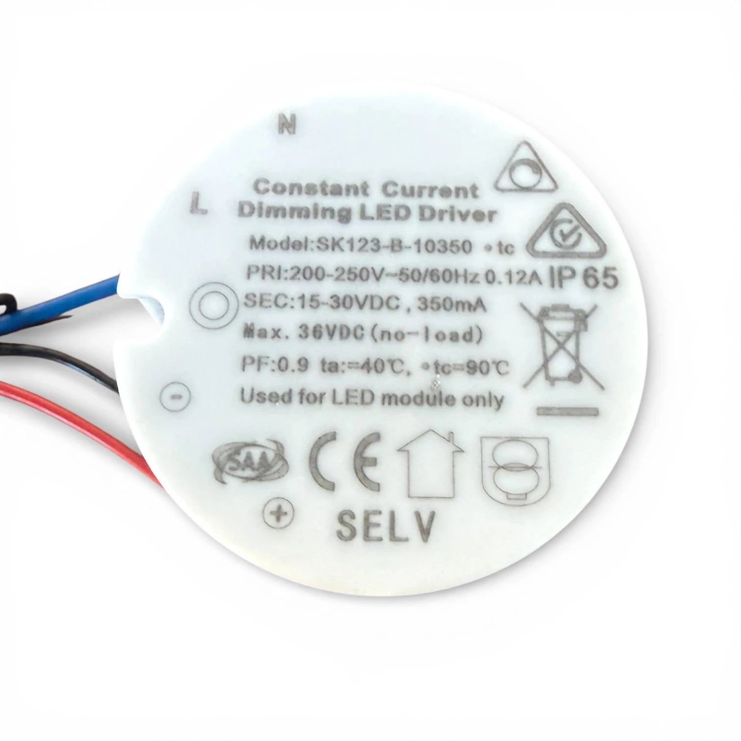 LED Konstantstrom Treiber 350mA 15-30V DC IP65 mit Anschlusskabeln