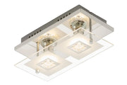 LED Wand- & Deckenleuchte TELL mit Glas Chrom glänzend 2flg rechteckig – Deckenleuchte dimmbar, GU10
