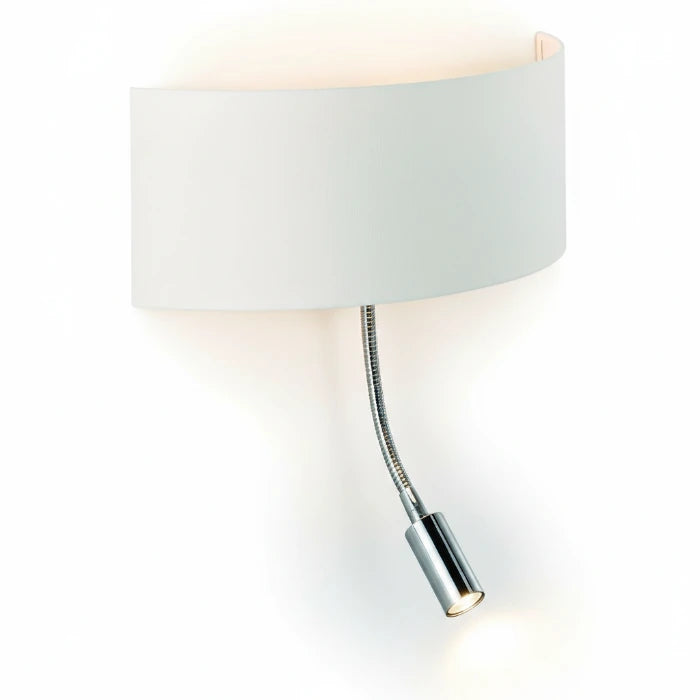 Textilschirm weiß Wandleuchte mit LED Lesearm – Wandleuchte LED, dimmbar