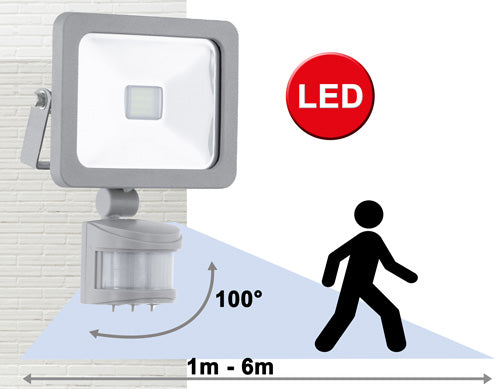 LED Wandstrahler für Außen mit Bewegungsmelder 13x19cm IP44