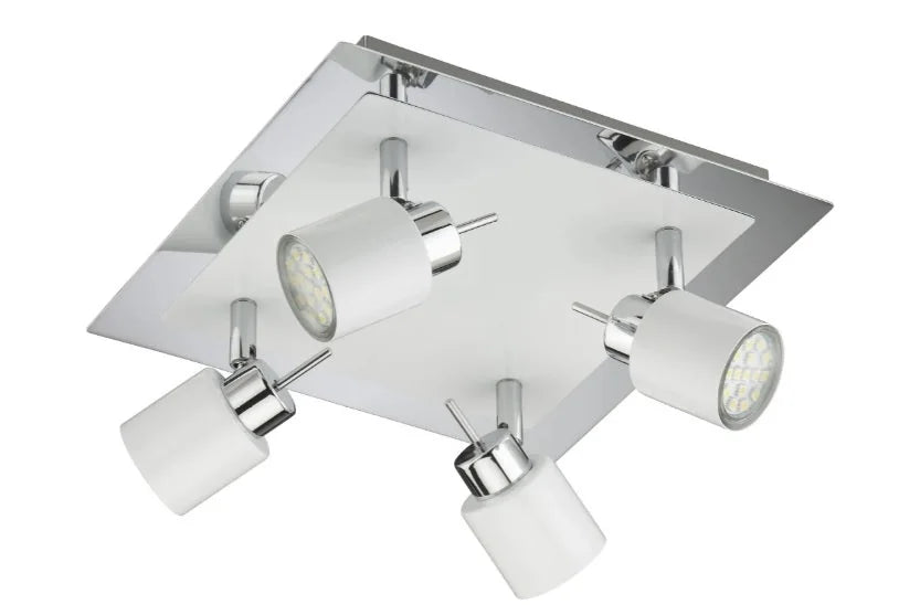 led deckenlampe eckig weiss modern 4flg mit 4 strahlern warmweiss leuchtmittel austauschbar briloner 2866-046