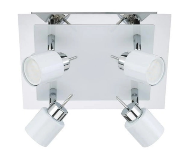led deckenstrahler eckig weiss modern 4flg mit 4 strahlern warmweiss leuchtmittel austauschbar briloner 2866-046