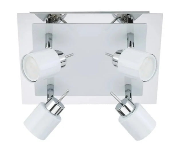 led deckenstrahler eckig weiss modern 4flg mit 4 strahlern warmweiss leuchtmittel austauschbar briloner 2866-046