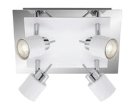 led deckenleuchte eckig weiss modern 4flg mit 4 strahlern warmweiss leuchtmittel austauschbar briloner 2866-046