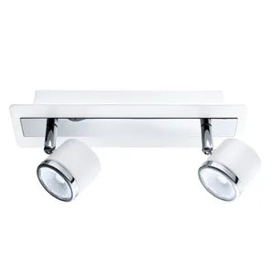 LED Deckenstrahler Pierino weiß Chrom 2flg 27cm Eglo 94557 warmweiß 3000K mit 2 strahlern drehbar