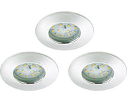 LED Einbaustrahler 3er Set Ø 60 mm – dimmbar, IP44, ultraflach, 230 V, Chrom, warmweiß 3000 K Briloner 8316-038