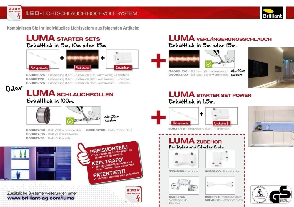 luma led streifen 230v brilliant leuchten