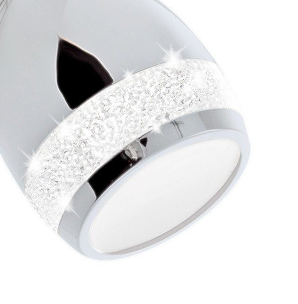 Wandlampe LED mit Zugschalter Chrom Leselampe Glitzer IP44