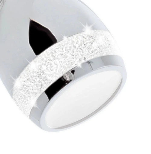 Wandlampe LED mit Zugschalter Chrom Leselampe Glitzer IP44