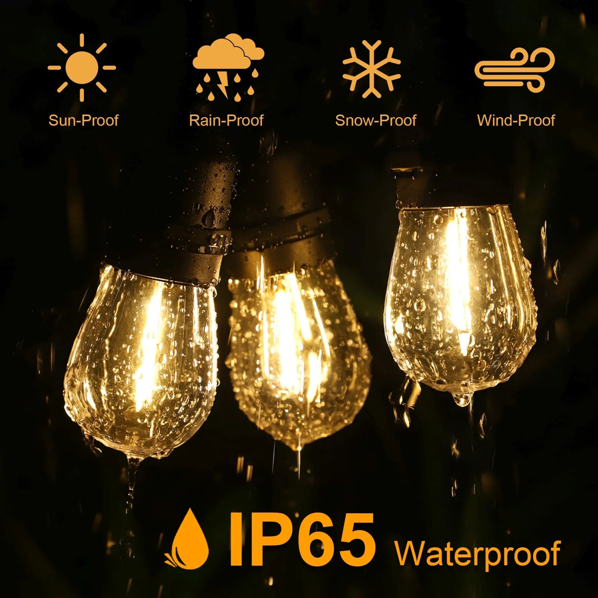 LED Lichterkette 10m für außen warmweiß mit 12 retro led Glühbirnen IP65 für steckdose 230V
