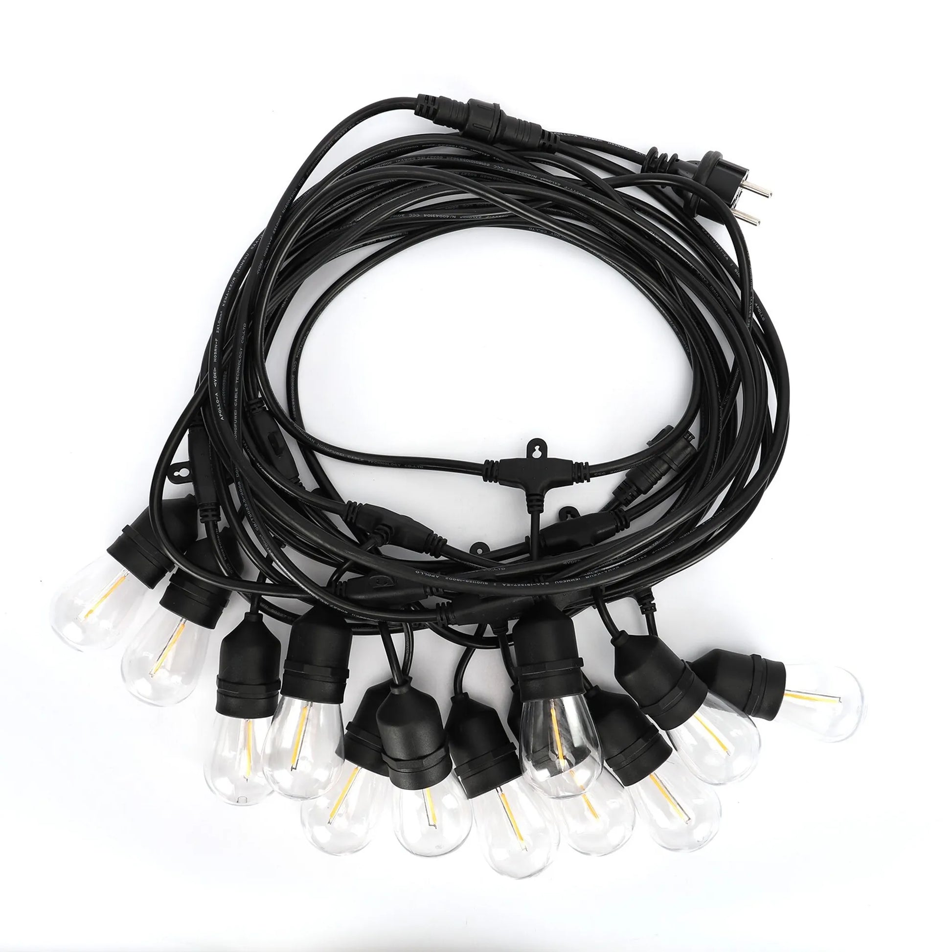 LED Lichterkette 10m für außen warmweiß mit 12 retro led leuchtmitteln 2200K IP65