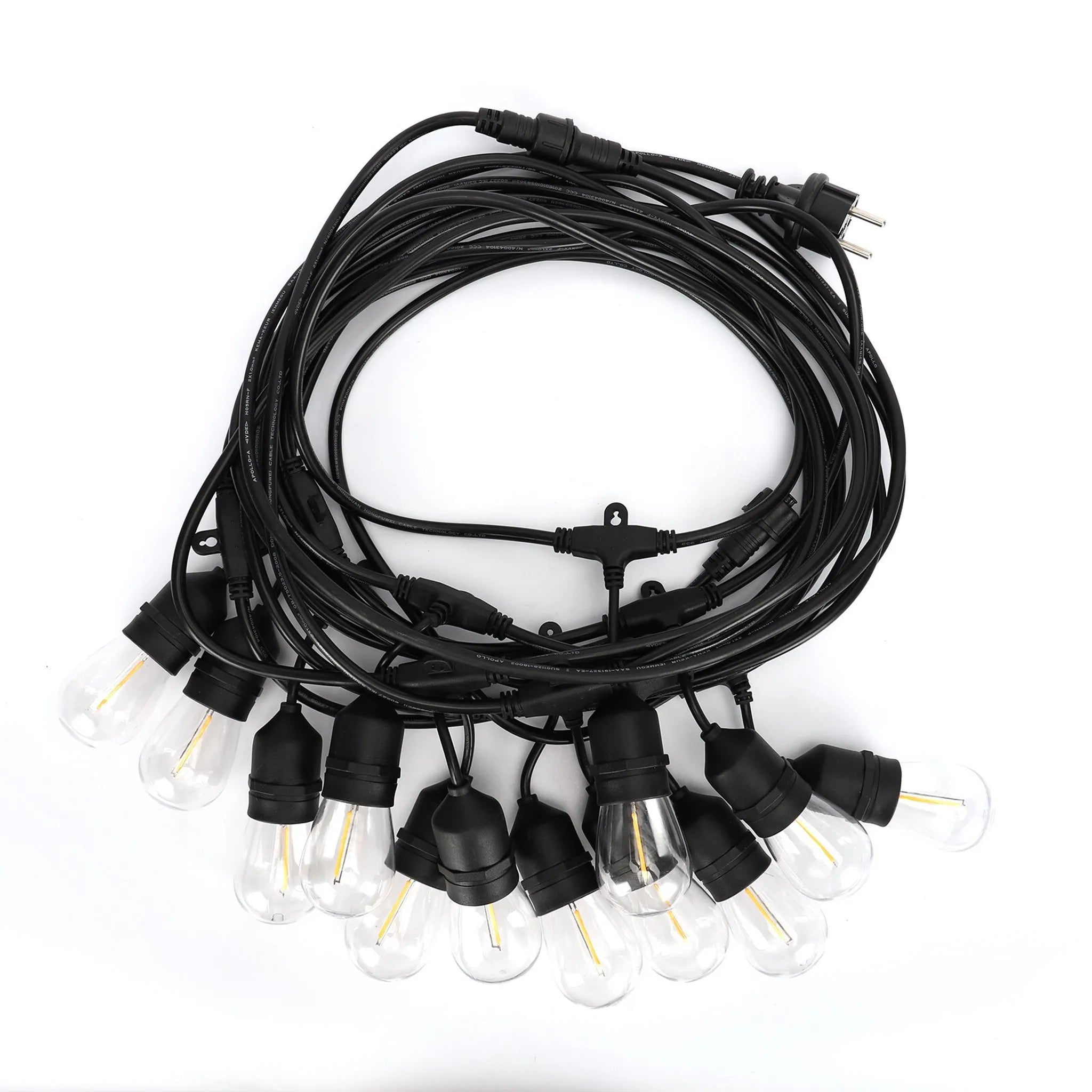 LED Lichterkette 10m für außen warmweiß mit 12 retro led leuchtmitteln 2200K IP65