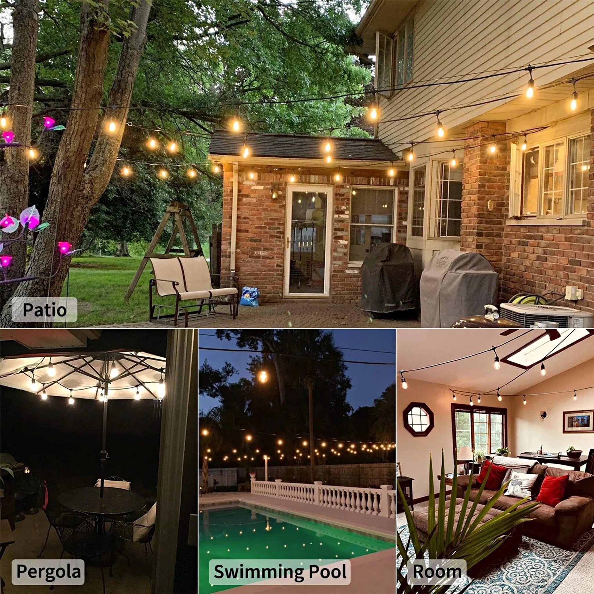 LED Lichterkette 10m für außenbereich 2200K warmweiß mit 12 retro led Glühbirnen IP65