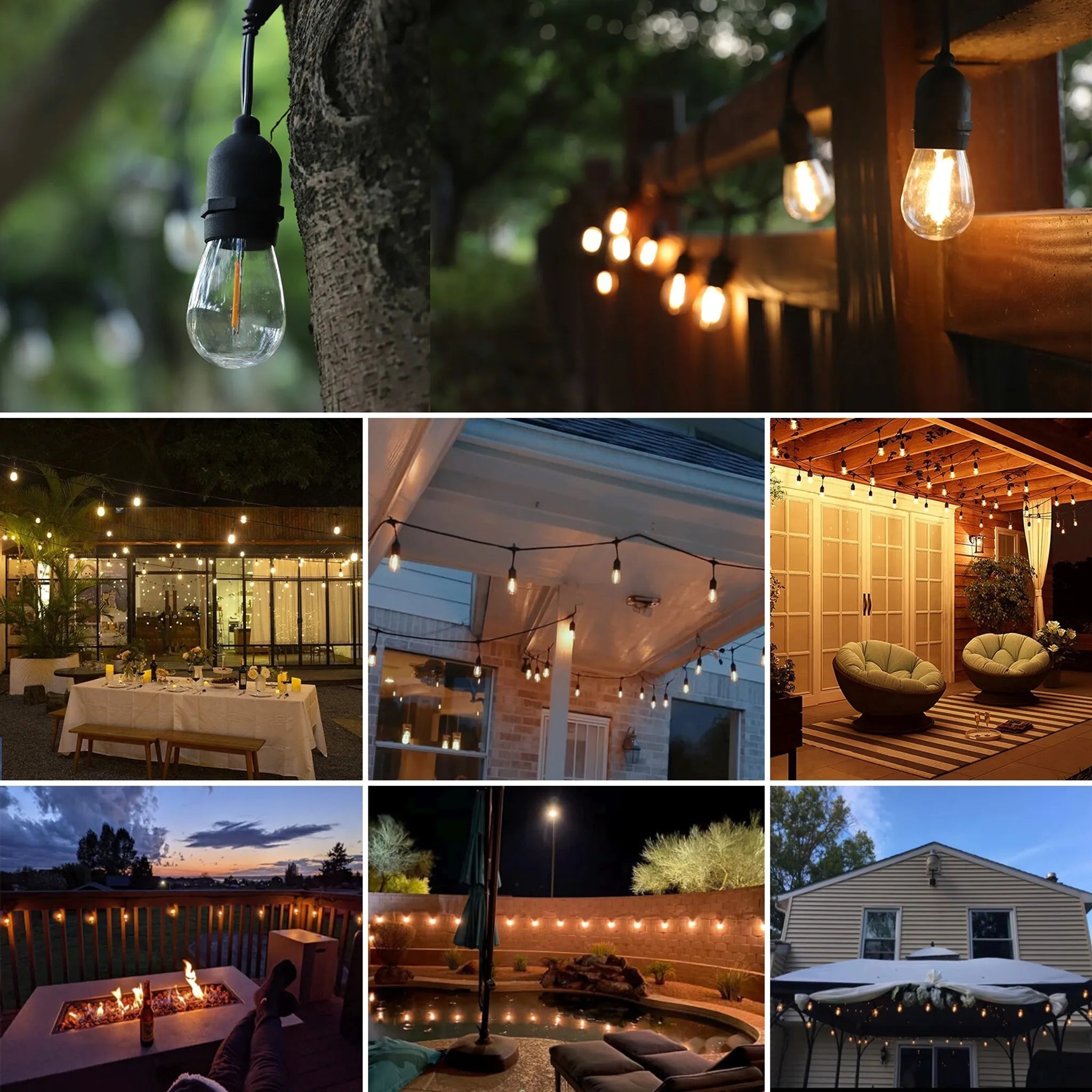 LED Lichterkette 10m outdoor balkon garten terrasse warmweiß mit 12 retro led Glühbirnen IP65