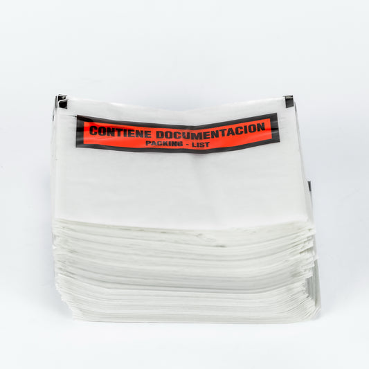 250St. Lieferscheintaschen DIN C5/C6 Lang rot bedruckt transparent Begleitpapier