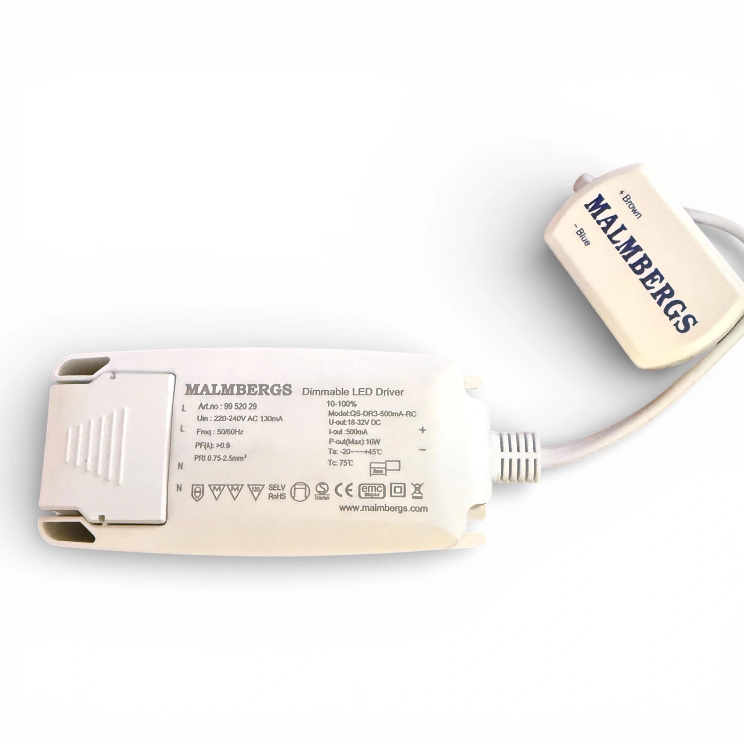 Malmbergs 9952029 LED Treiber 500mA 16W dimmbar – Konstantstrom 18–32V TRIAC