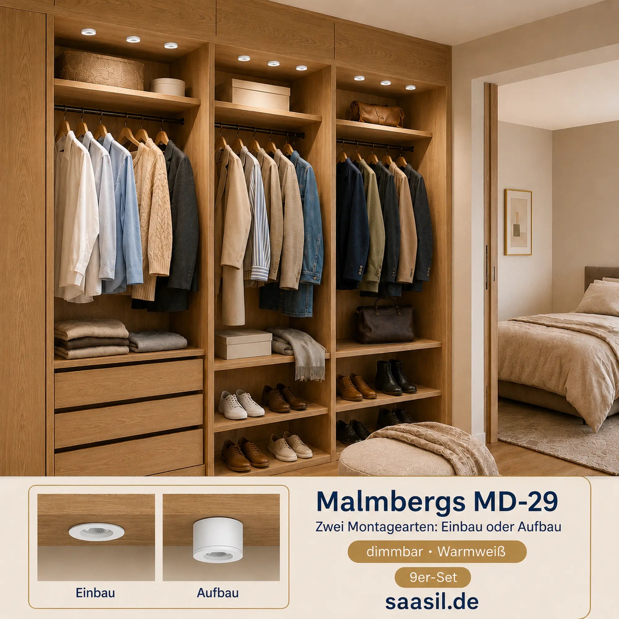 Das 9er Set Malmbergs MD-31 LED Mini Spots