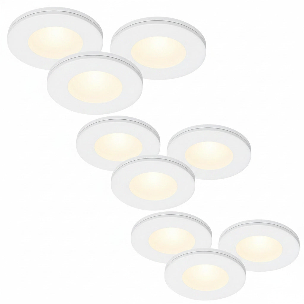 9er Set LED Spots Möbelleuchten dimmbar weiß 57mm ultra slim MD-305 – Einbaustrahler IP21, dimmbar, 57mm