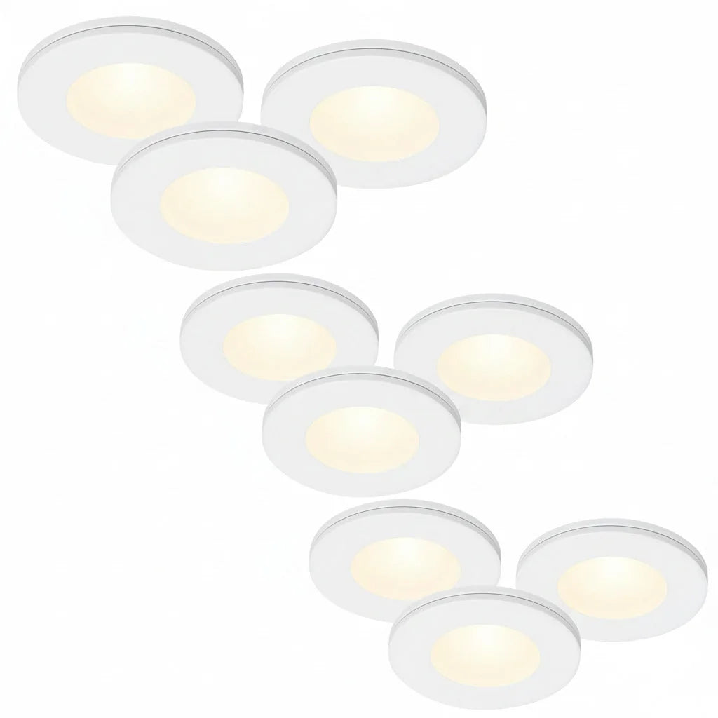 9er Set LED Spots Möbelleuchten dimmbar weiß 57mm ultra slim MD-305 – Einbaustrahler IP21, dimmbar, 57mm